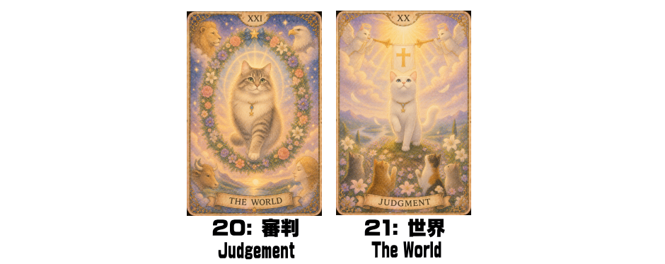20: 審判 - Judgement、21: 世界 - The World